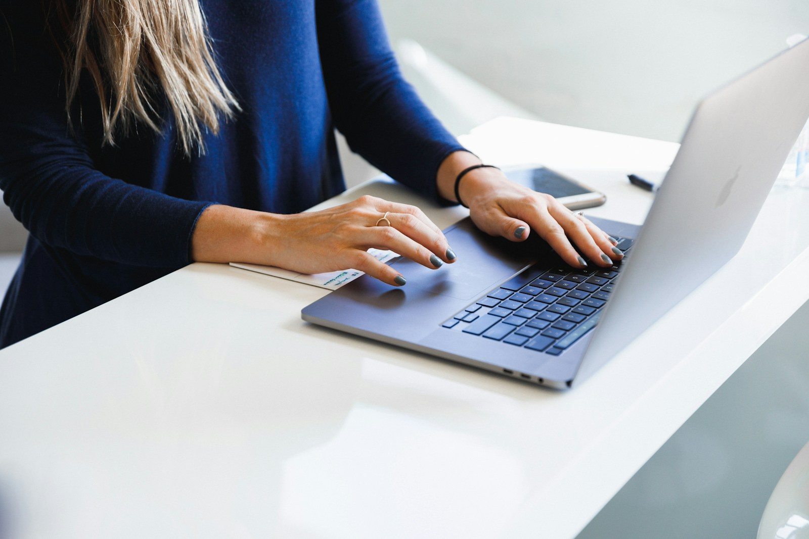 Professional businesswoman working remotely on a laptop